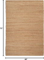Nourison Home Natural Jute Natural 4' x 6' Area Rug - Easy Clean, Non Shedding, Bed Room, Living Room, Dining Room, Kitchen (4' x 6')