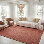 SAFAVIEH Area Rug 8x10 - Natural Fiber Collection - Large - Rust, Handmade Jute, Farmhouse Style, Chunky Textured Thick Pile (NF447C)