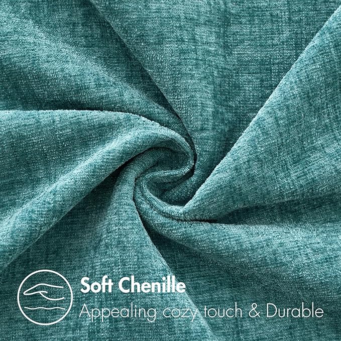 MIULEE Pack of 2 Couch Throw Pillow Covers 20x20 Inch Soft Teal Chenille Pillow Covers for Sofa Living Room Solid Dyed Pillow Cases