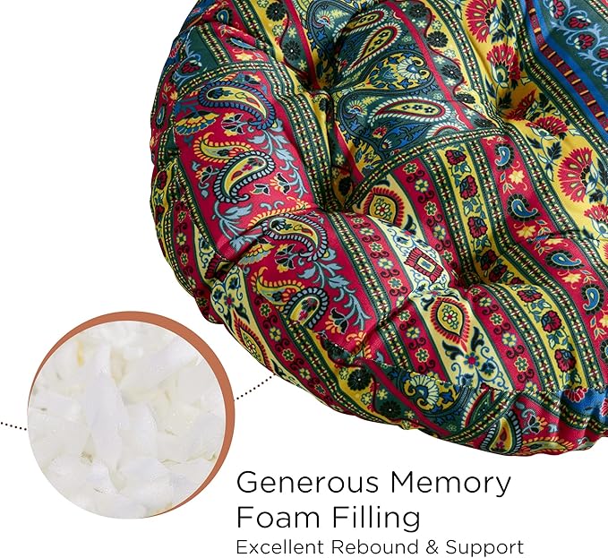 Codi Meditation Floor Pillow, Boho Pillows Seating for Adults and Kids, Large Round Cushion for Yoga Living Room Tatami Sitting, Memory Foam Added, 22x22 Inch, Multi Blaidiere