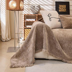 ROOMLIFE Sofa Cover, Boho Couch Cover for 3 Cushion Sofa, Non Slip Chenille Sofa Slipcovers for Dog, Washable Furniture Sofa Protector Cover with Tassel for Living Room, 71''X118”