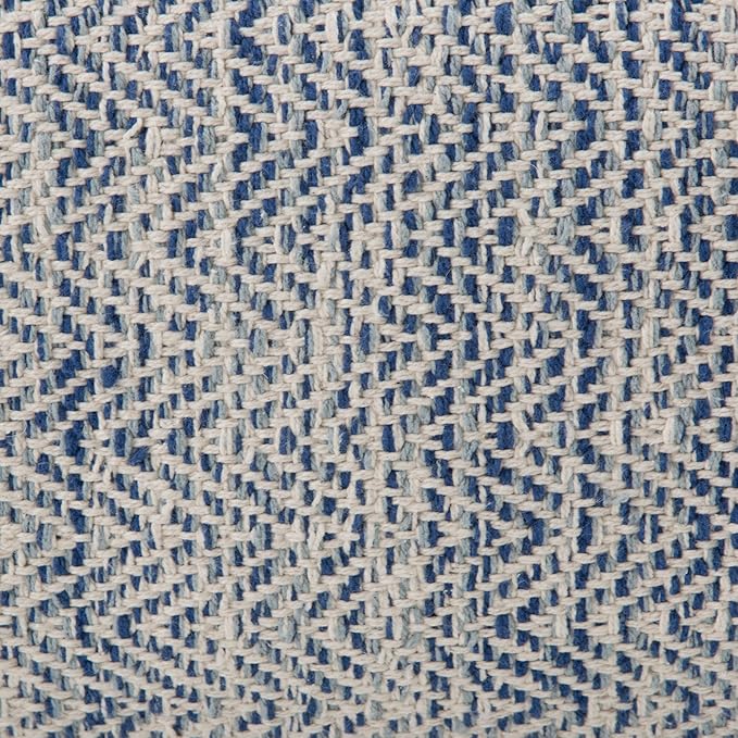 SIMPLIHOME Nate Square Pouf - 20 inch Wide Upholstered Handwoven Cotton Ottoman in Patterned Denim Melange, Boho Footstool or Extra Seating for Living Room with Artisanal Texture, Assembled