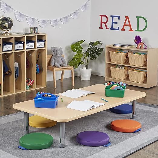 ECR4Kids SoftZone Floor Cushions, Round, Flexible Seating, Assorted, 6-Piece