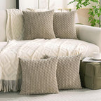 Set of 4 Taupe Decorative Throw Pillow Covers 18x18 Inch Corduroy Pillow Covers for Bed Couch Sofa Living Room Soft Square Cushion Cases