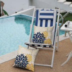 Outdoor Pillow Covers 18x18 Inch Set of 2 Navy Blue Yellow Outdoor Waterproof Decorative Throw Pillows Summer Spring Decor for Home Patio Funiture Garden Living Room Polyester Cushion Covers 01G18