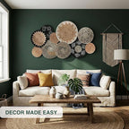 Set of 10 Woven Basket Wall Decor, Decorative Plates for Wall, Unique Wicker Wall Art Decor, Decorative Baskets for Livingroom Bedroom