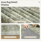 Abstract Rug 8x10 Large Living Room Neutral Modern Washable Area Rugs for Bedroom Dining Room Non-Slip Stain Resistant Foldable Thin Green Black