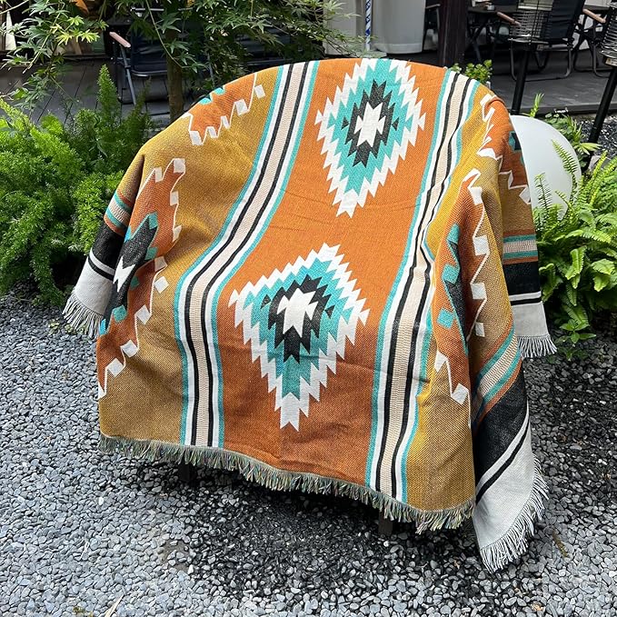 Hopstar Aztec Throw Blanket Navajo Indian Blankets and Throws Boho Western Decor Couch Cover Blanket for Bed Sofa Living Room Beach Travel 51"x63" (Emma)