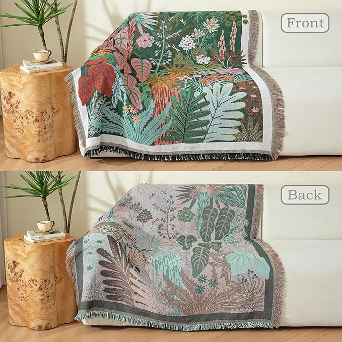 Hopstar Forest Green Throw Blanket Navajo Indian Blankets and Throws Boho Western Decor Couch Cover Blanket for Bed Sofa Living Room Beach Travel 51"x63" (Hylaea)