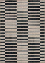 Lahome Elance Striped Easy Jute Rug, 5x7 Outdoor Patio Rug Neutral Dining Room Rug Indoor Outdoor Carpet, Farmhouse Washable Non Slip Black Carpet for Backyard Living Room Office Deck