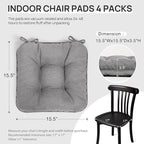 Love's cabin Memory Foam Chair Cushions Set of 4, 15.5"x15.5"x3.5" Indoor & Outdoor Seat Pads for Dining, Kitchen, Office, Patio Chairs - Grey