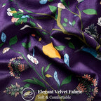 MUSSEL Purple Velvet Throw Pillow Covers 16x16 Pack of 2, Vintage Floral Pillow Covers, Mid Century Flower Plant Cushion Covers for Sofa Living Room Home Decor