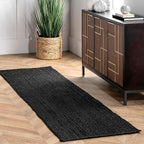 nuLOOM 2x6 Rigo Jute Hand Woven Area Rug, Black, Solid Farmhouse Design, Natural Fiber, For Bedroom, Living Room, Dining Room, Hallway, Office, Kitchen, Entryway