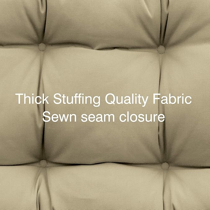 QILLOWAY Outdoor Seat/Back Chair Cushion Tufted Pillow, Spring/Summer Seasonal Replacement Cushions - Pack of 4 (Beige)