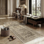 2x6 Washable Runner Rug for Kitchen Hallway Brown Vintage Non-Slip Low Pile Distressed Rustic Carpet Soft Long Throw Rug for Indoor Entryway Bedroom