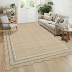 GarveeHome Washable Entryway Rug 4x6 Area Rugs Non Slip Living Room Area Rug Modern Jute Printed Nursery Rug Soft Non Shedding Low Pile Stain Resistant Carpet for Playroom Bedroom Front Door, Jute