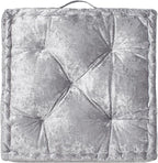 SAFAVIEH Home Collection Belia Silver 18-inch Square Tufted Floor Pillow with Insert