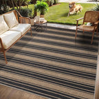 Striped Easy Jute Rug 5x7 Outdoor Patio Rug Washable Rugs for Living Room Bedroom Non Slip Non Shedding Neutral Farmhouse Indoor Outdoor Carpet for Backyard Patio Office