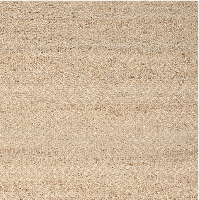 SAFAVIEH Natural Fiber Collection Area Rug - 5' Square, Natural, Handmade Farmhouse Fringe Jute, Ideal for High Traffic Areas in Living Room, Bedroom (NF731A)
