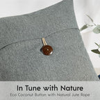 Phantoscope Pack of 2 Farmhouse Throw Pillow Covers Premium Coconut Button Vintage Linen Solid Decorative Pillow Cover for Couch Bed and Chair Gray 12 x 20 inches 30 x 50 cm