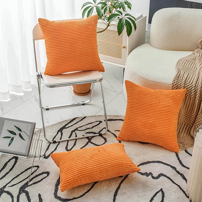 Home Brilliant Burnt Orange Euro Shams Set of 2 Fall Pillow Covers Super Soft Large Decorative Throw Pillow Covers for Thanksgiving Patio Living Room, 26x26 inch, Orange