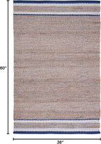 SAFAVIEH Natural Fiber Collection Accent Rug - 3' x 5', Natural & Navy, Handmade Farmhouse Boho Coastal Rustic Jute, Ideal for High Traffic Areas in Entryway, Living Room, Bedroom (NF874N)