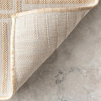 Nuloom Asha Tan/Ivory, 4' x 6', Casual, Striped Border, Soft and Cozy, High Traffic, Stain Resistant, Easy Clean, Durable Area Rug for Indoor/Outdoor Patio, Deck, Porch, Garden, Courtyard