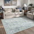 Blue Area Rug 3x5 Washable Office Entryway Carpet Soft Vintage Indoor Kitchen Living Room Door Mat Traditional Retro Distressed Throw Small Rug Bedroom Dining Room Bathroom