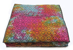 CRAFT KALA Mandala Floor Pillow Cushion Cover Seating Throw Cover Hippie Decorative Bohemian Ottoman Poufs Pom Pom Pillow Cases Boho Indian Cotton Living Room Yoga Home Décor 24" Square Multi Elephant