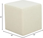 Warren 18" Cube Ottoman, Urban Transitional, Fully Assembled, Soft Boucle Fabric, Snow