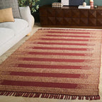 SAFAVIEH Area Rug 5x8 - Natural Fiber Collection - Natural & Rust, Handmade Jute, Ideal for Living Room, Bedroom, Dining Space (NF124P)