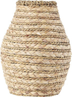 Deco 79 Seagrass Handmade Decorative Vase Braided Centerpiece Vase, Vase for Home Decoration 8" x 8" x 10", Light Brown