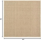 SAFAVIEH Area Rug 5' Square - Natural Fiber Collection - Natural & Beige, Seagrass, Basketweave Pattern with Border (NF114A)
