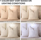 AELS Boho Decorative Textured Throw Pillow Covers 18x18, Modern Mid Century Rainbow Tufted Pillow Case, Farmhouse Rustic Geometric Woven Cushion Case for Bed Couch Sofa, Creamy White