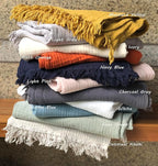 KyraHome 100% Organic Cotton 90"x104" King Size Muslin Blankets for Adults, Kids, Pre-Washed Plant Dyed, Breathable Cozy Gauze Bed Blanket, All Season (Oatmeal Khaki)