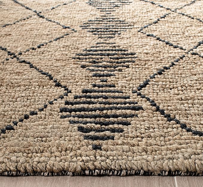 SAFAVIEH Bohemian Collection 3' x 5' Beige / Black BOH703Z Handmade Moroccan Tribal Jute Area Rug