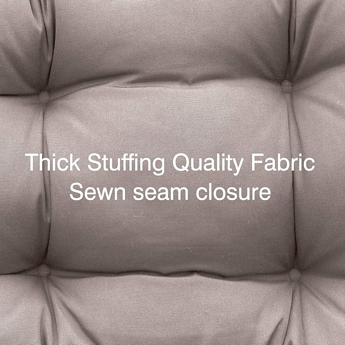 QILLOWAY Outdoor Seat/Back Chair Cushion Tufted Pillow, Spring/Summer Seasonal All Weather Replacement Cushions. (TAN/Grey)