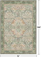Washable Living Room Rug 6x9 - Sage Floral Nature Area Rugs for Bedroom, Dining Room Kitchen Table Rug for Under Table, Office, Stain Resistant Non-Slip - Sage Green