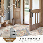 GENIMO 5x7 Area Rugs for Living Room, Machine Washable Non Slip Rugs, Low Pile Lightweight Print Rug for Bedroom, Dining Room, Home Office, Vintage Cream/Blue