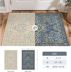 GENIMO Washable Small Reversible Rug 2x3, Low-Pile Non-Slip Kitchen Mat, Small Entryway Rug for Front Door Entrance, Hallway, Bathroom, Vintage Boho Floral Indoor Decor, Beige/Navy