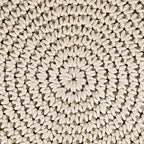 Northlight 18" Solid Cream Macrame Round Handmade Cotton Pouf Ottoman