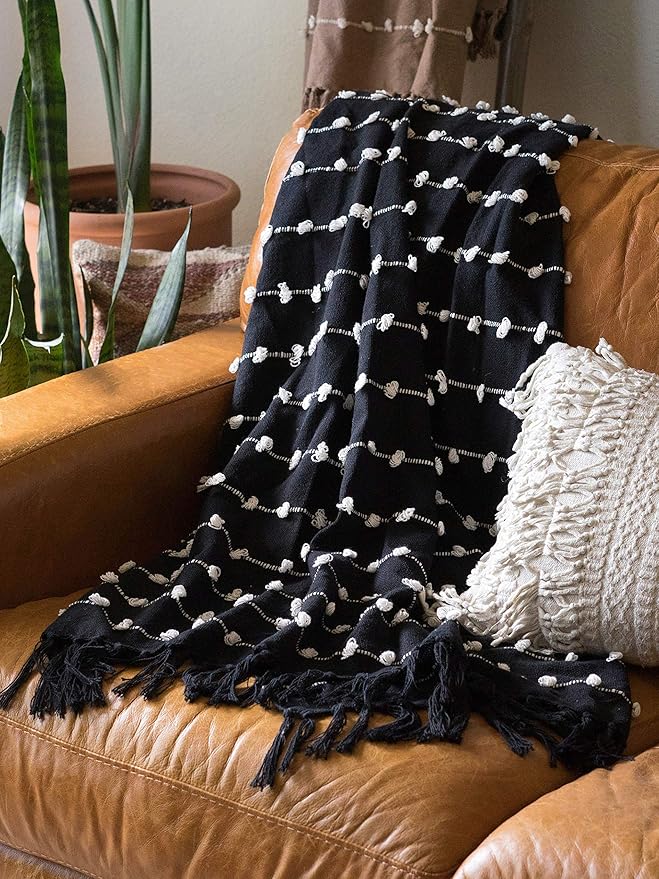 DII Woven Loop Throw Collection, 50x60, Black