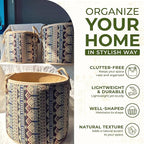 Set of 3 Handwoven Seagrass Baskets with Bohemian Brocade Cover – Decorative Wicker Storage Hampers with Handles for Laundry, Blankets & Toys – Natural Woven Baskets for Home & Bedroom Decor