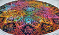 Round Beach Tapestry Turquoise Mandala Throw/Boho Hippie Beach Blanket Roundie/Indian Cotton Bohemian Large Round Table Cloth-Home Decor/Yoga Mat Meditation Picnic Rug (70", Multi Blue)