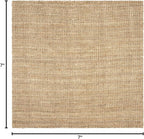 SAFAVIEH Area Rug 7' Square - Natural Fiber Collection - Natural Brown, Handmade Jute, Farmhouse Style, Chunky Textured Thick Pile (NF447A)