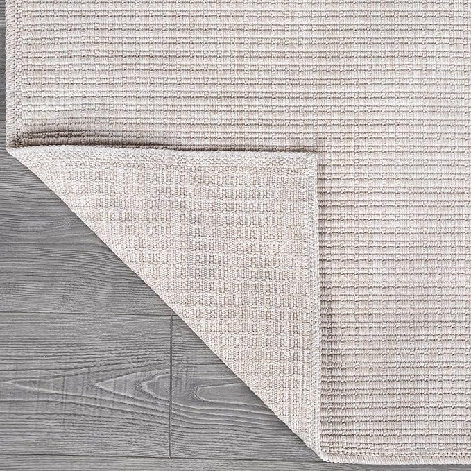 Beverly Rug Easy Jute Off White Runner Rug 2x7 Solid Washable Durable Outdoor Indoor Area Rugs for Living Dining Patio Office Stain Resistant Non Shedding Casual Indoor Outside Carpet 2 x 7 Off-White