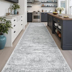 Runner Rug 3x12 Washable Non-Slip Hallway Runner Rugs for Kitchen Bathroom Laundry Room Grey Vintage Floor Carpet Runners for Hallways Entryway