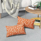 Orange Pillow Covers 12x20 Set of 2 Vintage Floral Rustic Old Style Cute Flower Print Rectangle Decorative Outdoor Pillowcases Seasonal Farmhouse Throw Cushion Case Couch Sofa Bed Decor
