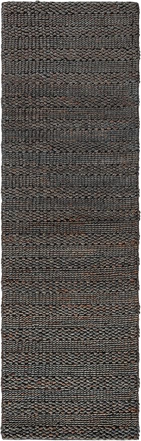 SAFAVIEH Natural Fiber Collection Runner Rug - 2'3" x 8', Charcoal, Handmade Jute, Braided Woven Design, Ideal for Living Room, Bedroom (NF212C)