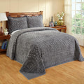 Better Trends Chenille Bedspread Set 3 Pieces Gray 100% Cotton King Size Bedspread Medallion Pattern 2 King Shams Luxurious Feel Perfect for Gifting All Seasons, Machine Washable, Rio Collection